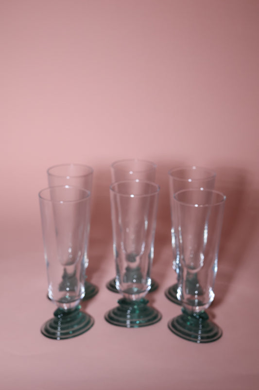 Green Stem Champagne Flute (Set of 2), 1970s.