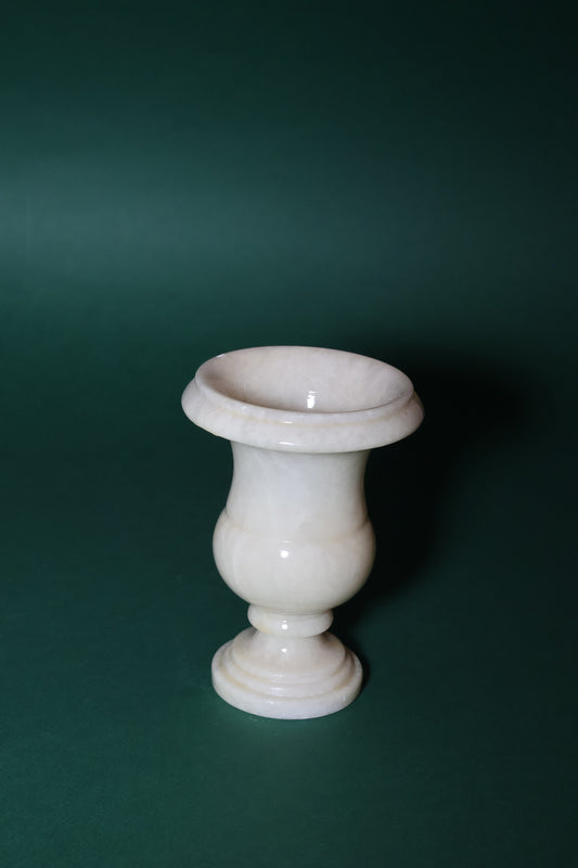 White Alabaster Urn Vase, 1970s.