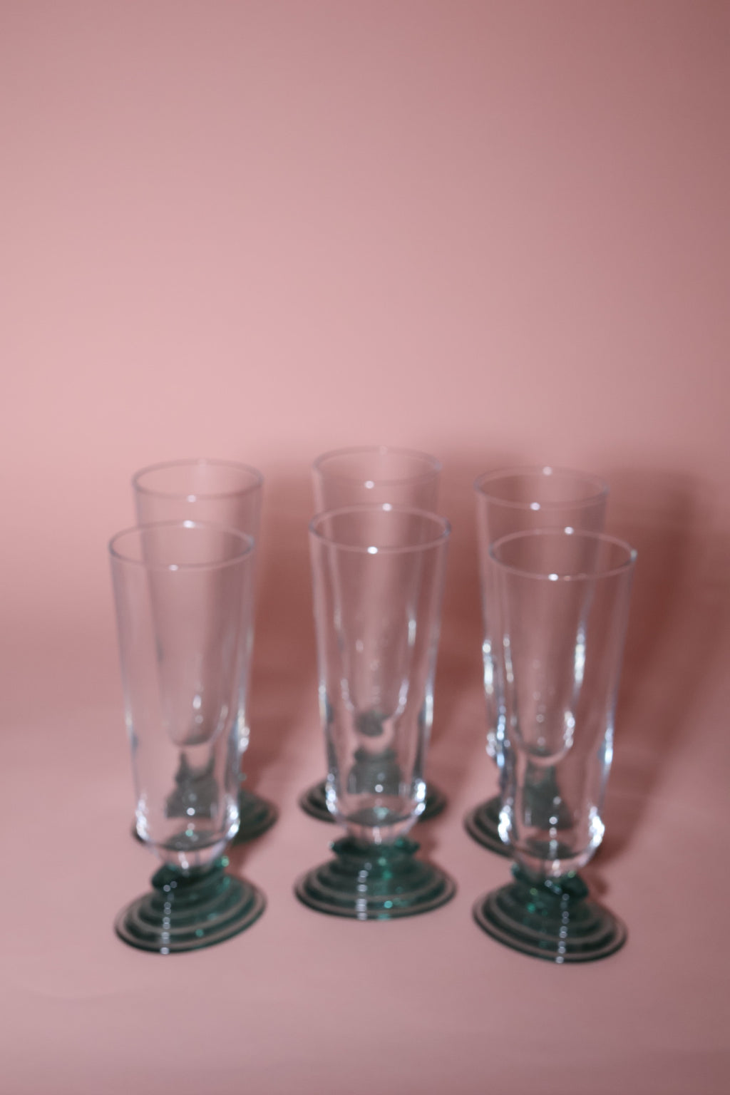 Green Stem Champagne Flute (Set of 2), 1970s.