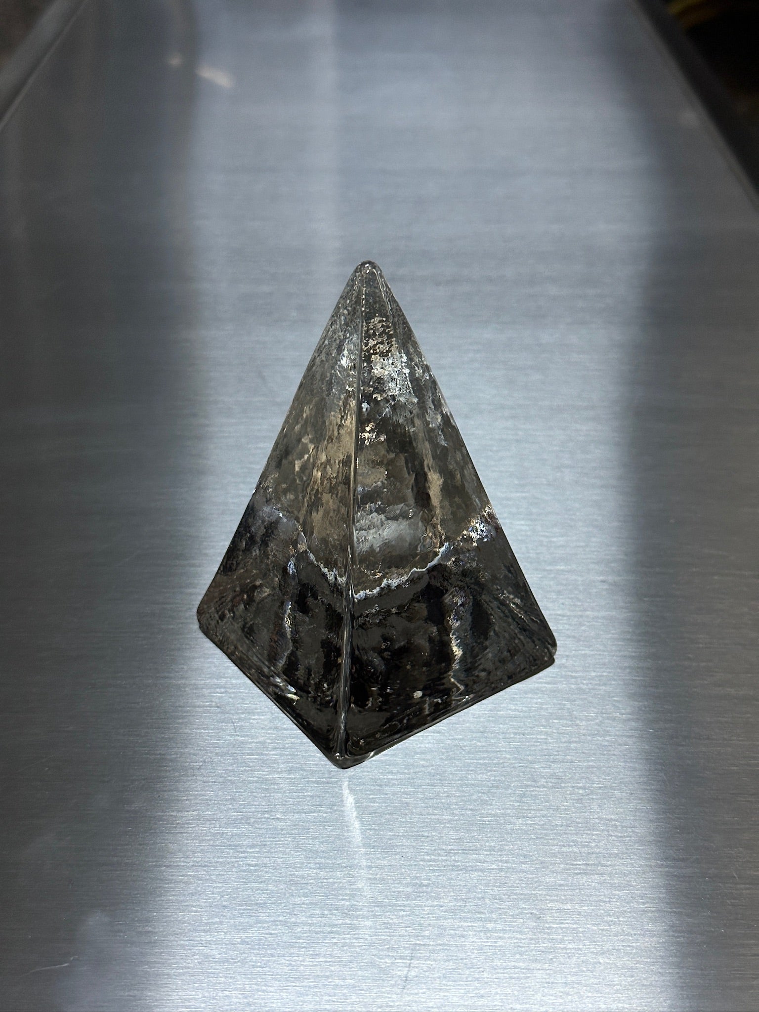 Clear Glass Pyramid Paperweight, 1970s.
