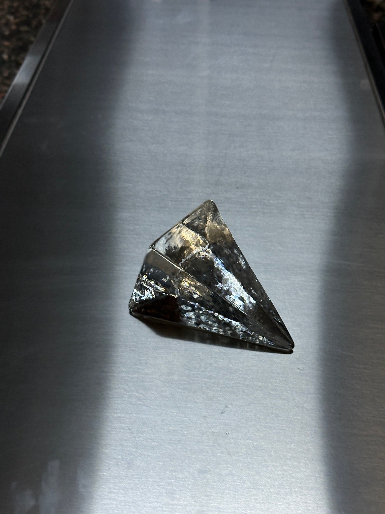 Clear Glass Pyramid Paperweight, 1970s.