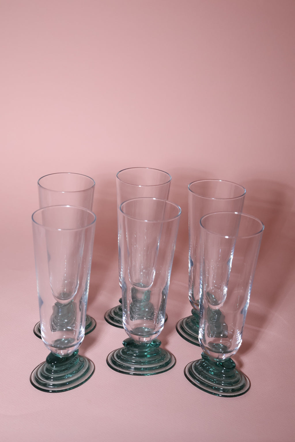 Green Stem Champagne Flute (Set of 2), 1970s.