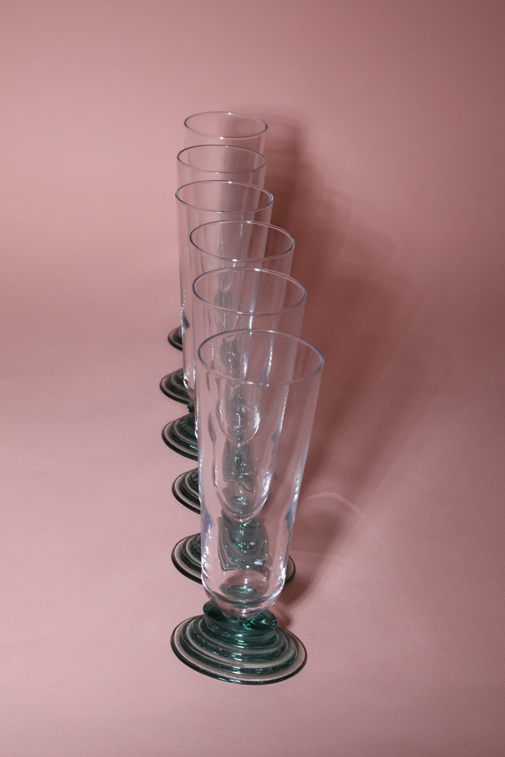 Green Stem Champagne Flute (Set of 2), 1970s.