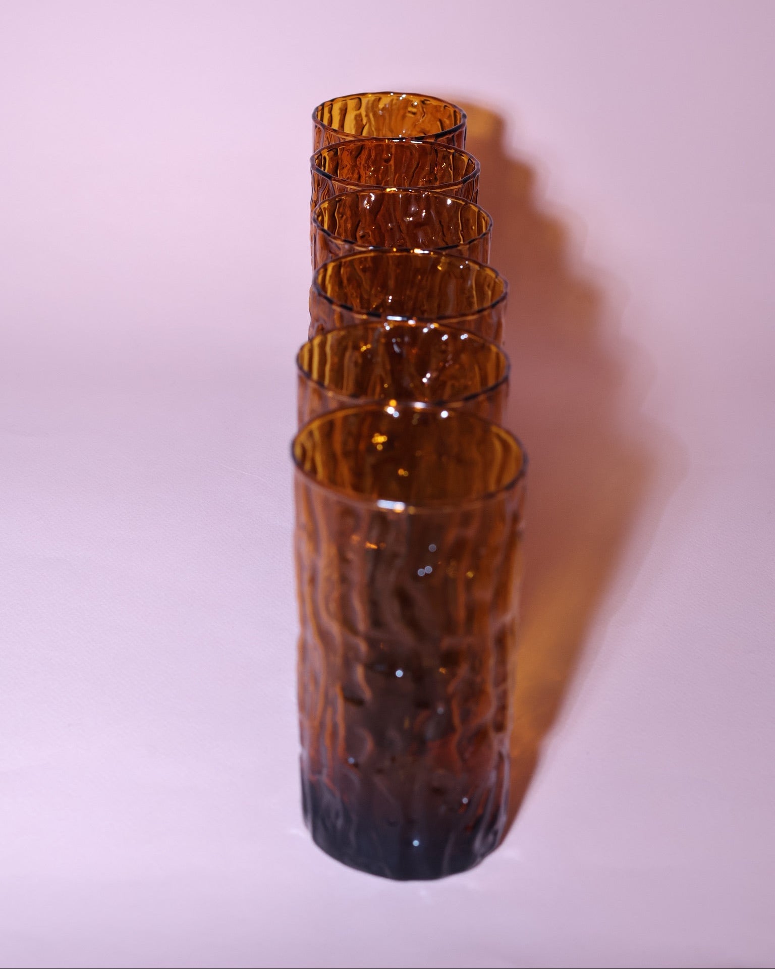 Amber Tall Glasses by Bormioli (Set of 2), 1970s.