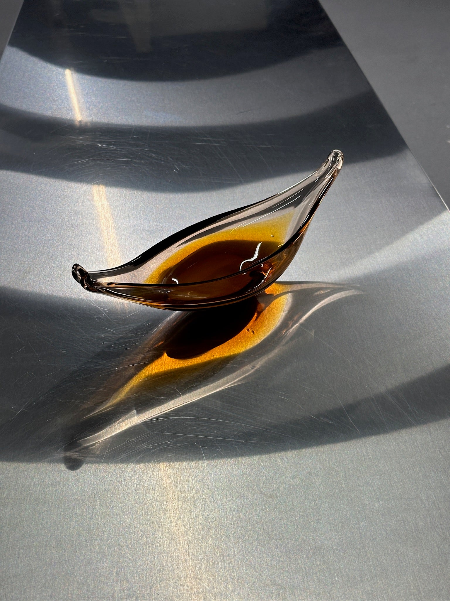 Amber Murano Glass Bowl, 1960s.