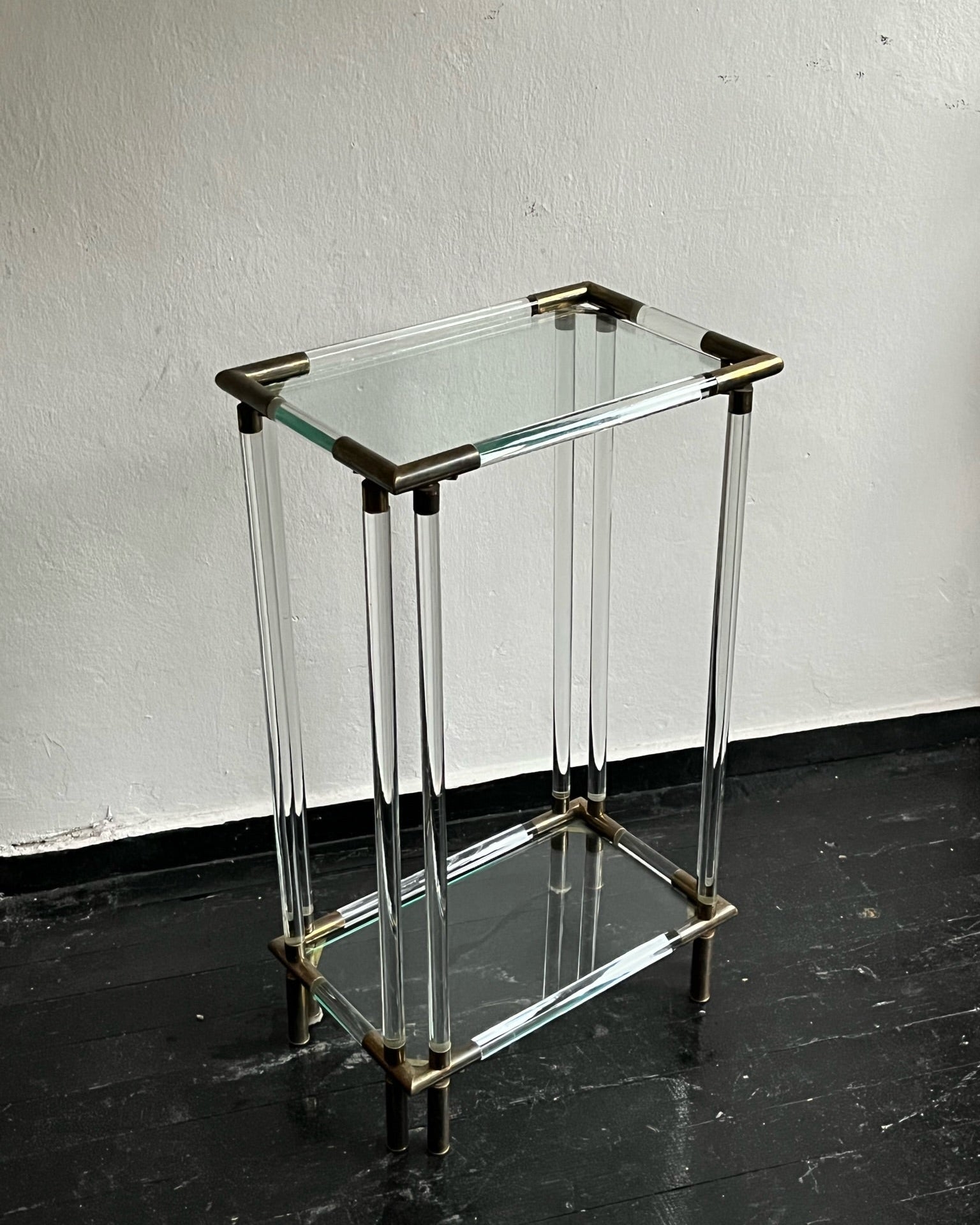 Glass & Brass Side Table, 1970s.