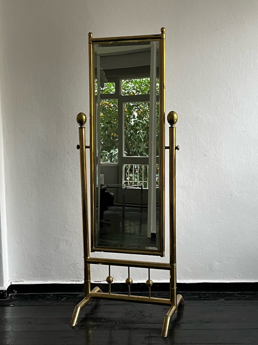 Brass Standing Mirror, 1970s.