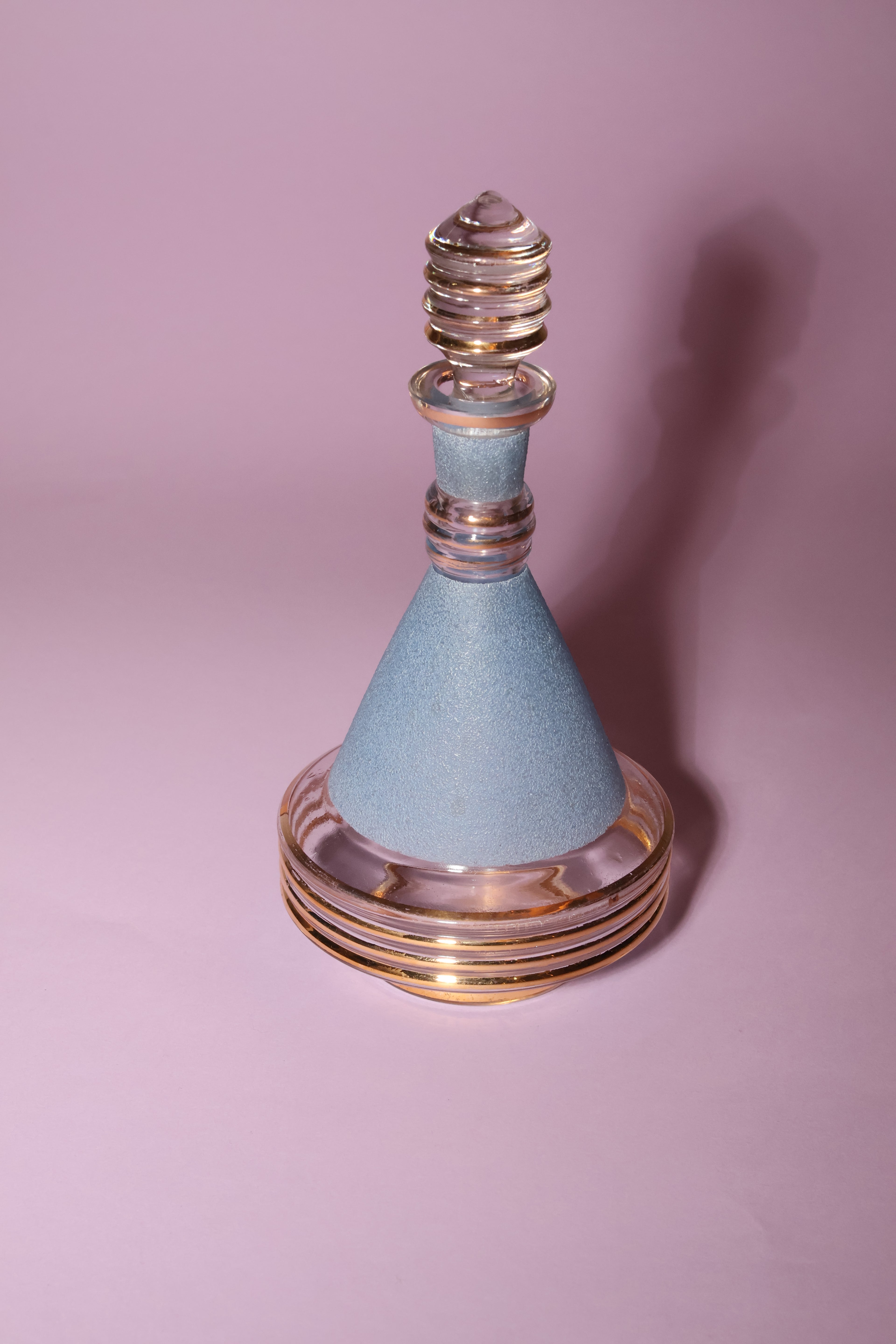 Blue and Gold Glass Decanter, 1960s.