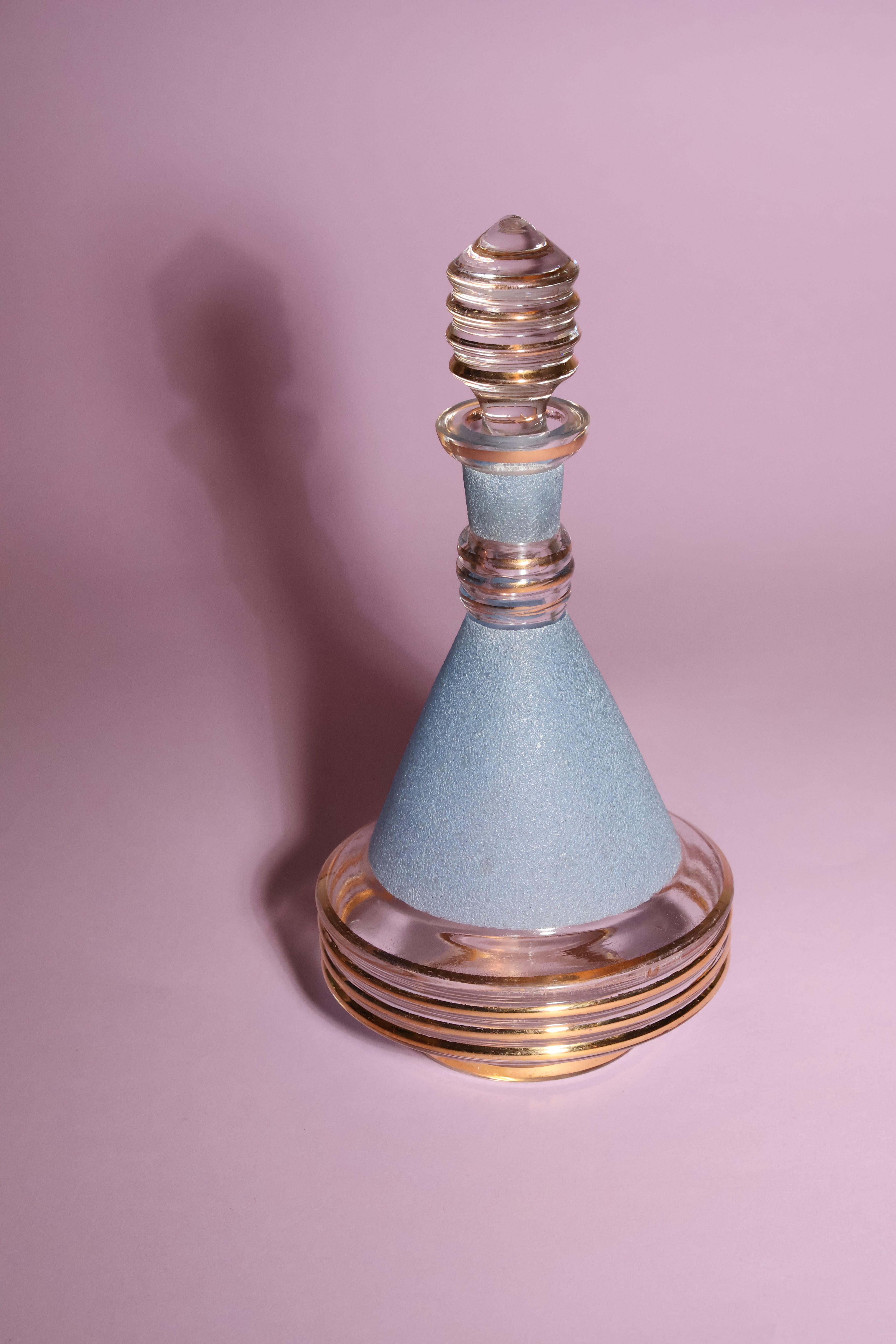 Blue and Gold Glass Decanter, 1960s.